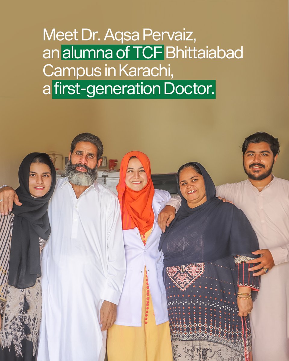 TCFPak's tweet photo. Meet Dr. Aqsa Pervaiz, a proud TCF alumna from Bhittaiabad Campus in Karachi; she is a first-generation doctor whose journey is a powerful reminder of what education can make possible.
#TaleemSeBadlayZindagi #ChangeBeginsWithEducation #TCF https://t.co/2sLhCM9iIH