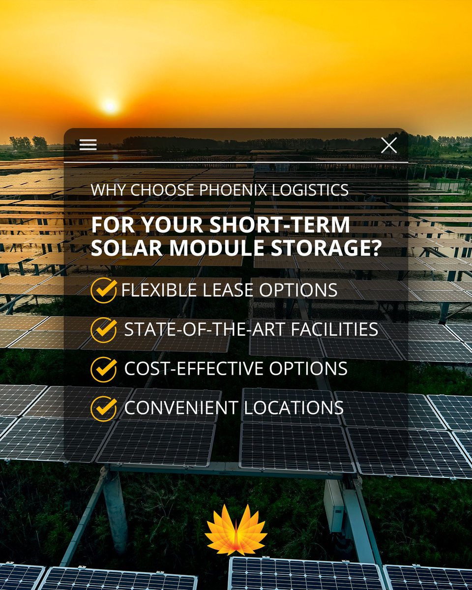 Phoenix3PL's tweet image. If you’re looking for short-term #solar module #storage solutions, Phoenix Logistics offers flexible #lease options that ensure your materials are stored safely and accessibly.

Learn more about our nationwide network:
🔗 phoenix3pl.com/solar

#PhoenixLogistics #Industrial