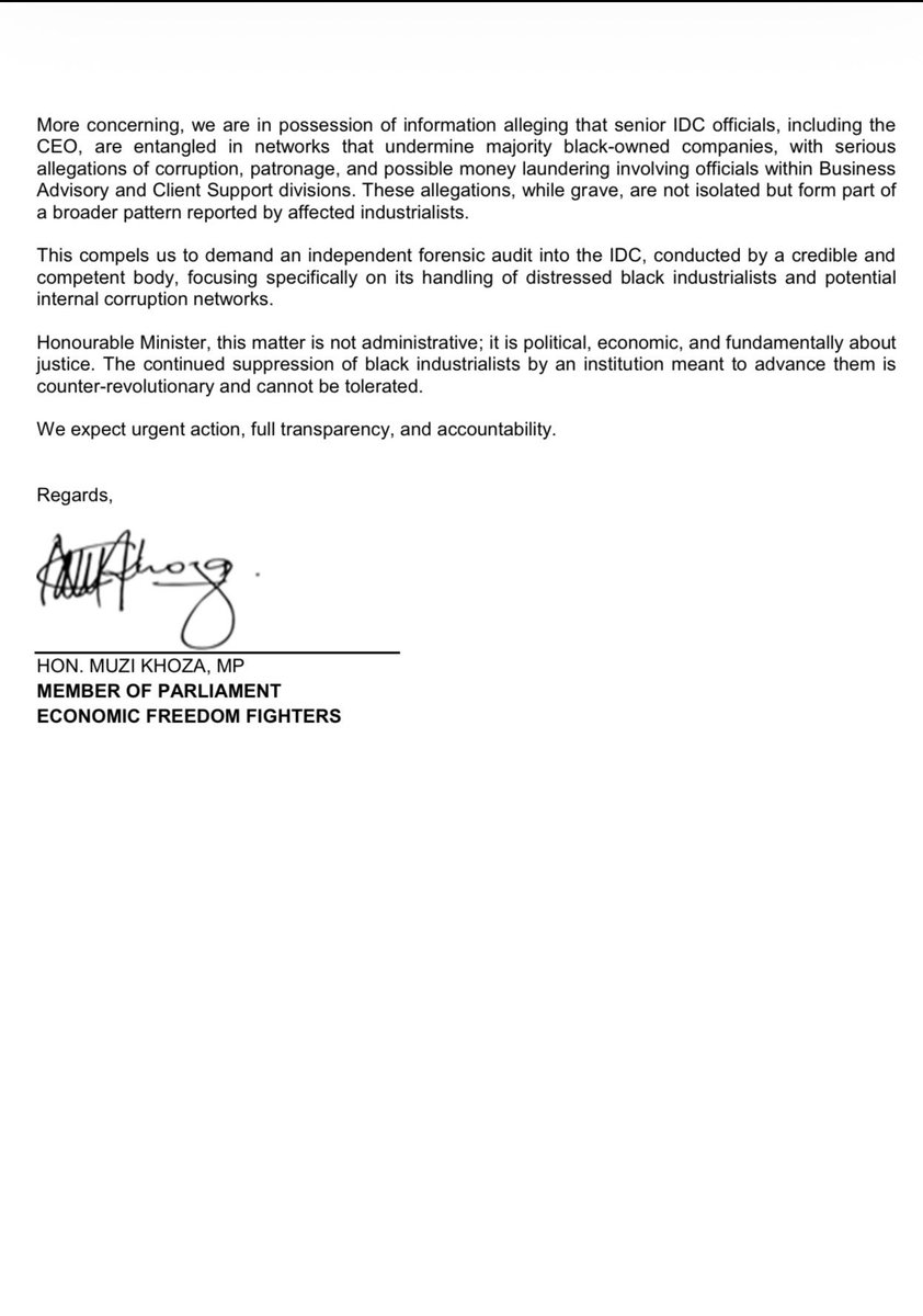 muzikhoza58's tweet photo. Today we demanded urgent ministerial intervention into the systemic sabotage of black industrialists by the IDC.

The continued suppression of black-owned enterprises is counter-revolutionary and must be met with decisive action, transparency, and accountability @EFFSouthAfrica https://t.co/j92eAoAo5O