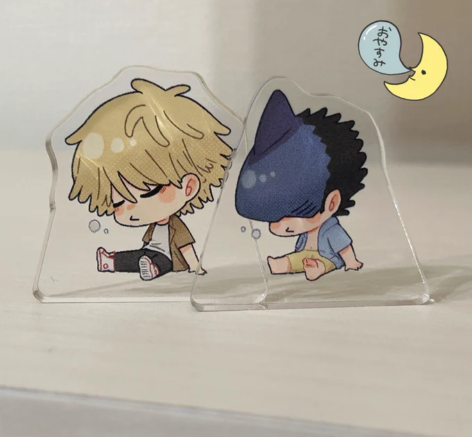ミニアクスタ届いた…!! 我ながら可愛いのでは…!? 大きさも厚みもいい感じ ※コレは転生ifのBM君と2部ジ君です。