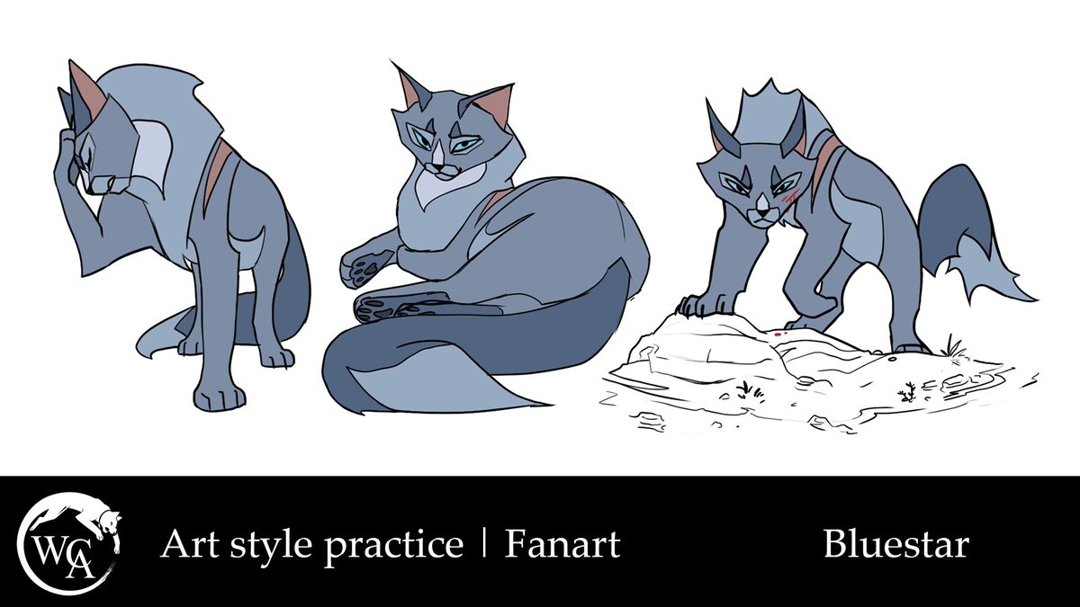 wai_ako's tweet image. WCAnimated bluestar character page I made for my application last may !! They're pretty off model but i'm still very proud of their energy eheh !! #warriorcats #wcanimated #bluestar