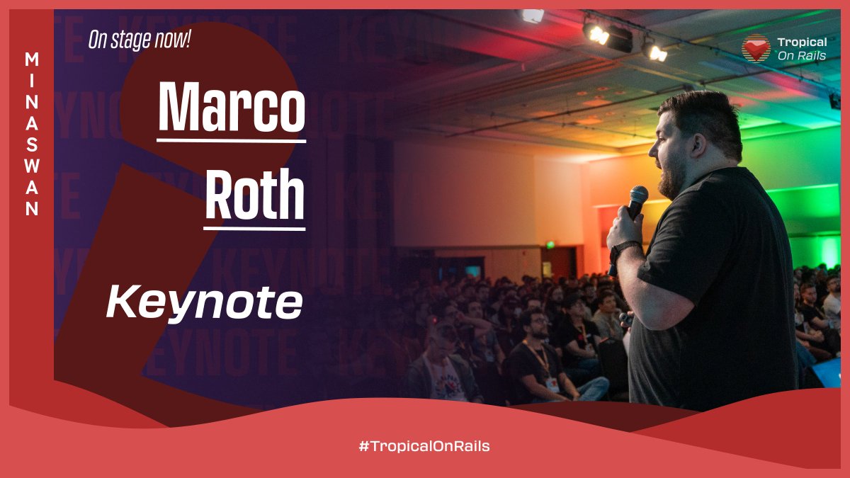 tropicalonrails's tweet image. [ENG] Opening keynote! @marcoroth_ takes the stage at Tropical on Rails 2026. Let's gooo!

[PT-BR] Keynote de abertura! @marcoroth_ sobe ao palco no Tropical on Rails 2026. Bora!

#TropicalOnRails #RubyOnRails #Keynote