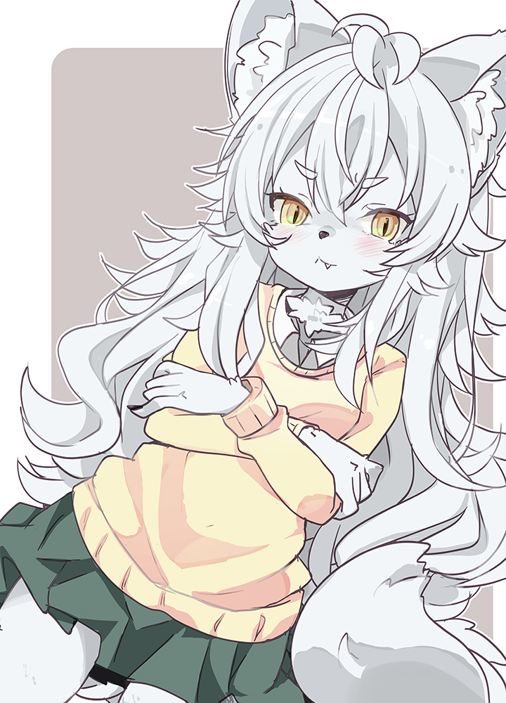 最新の活動として参加したアンソロジーに、新しく登場させたキャラクターです。
オオカミちゃんです🐺 