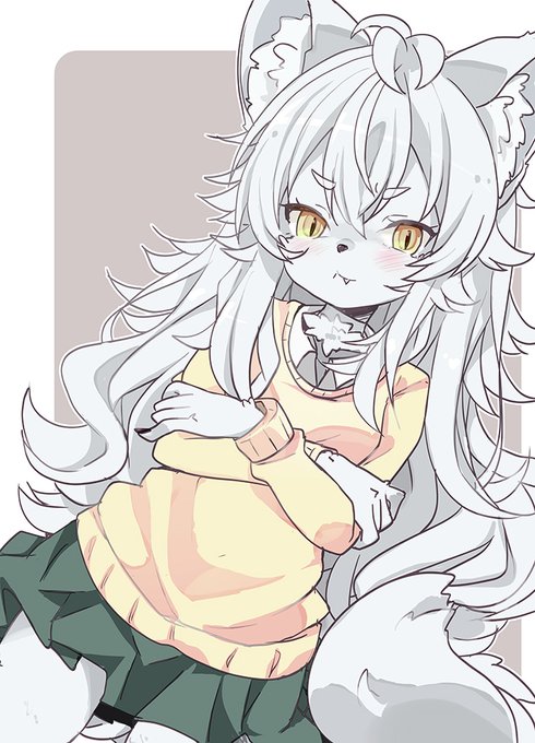 最新の活動として参加したアンソロジーに、新しく登場させたキャラクターです。
オオカミちゃんです🐺 