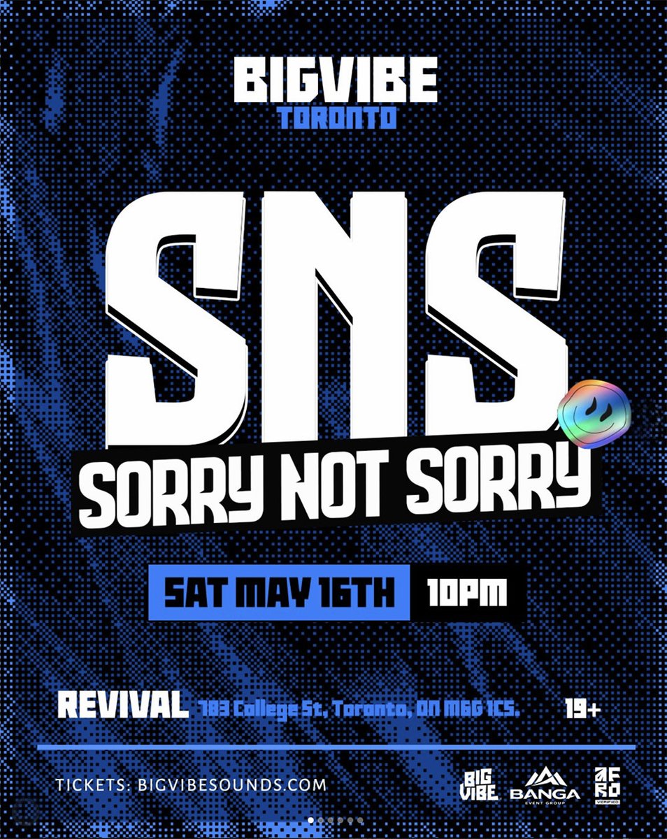 365torontoCom's tweet photo. SORRY not SORRY - BIGVIBE May 16 at @RevivalBarEvent. Banga Events &amp; Bigvibe bring non-stop dance w/ #afrobeats #ampiano #rnb #dancehall. Hosts @mistadre_ Afroverified

Tix: https://t.co/Fi1UXlpiwb
w/ @bigvibesounds @djemz @crowdkontroller @midenaike @deejaysteez https://t.co/qENJaRveBl