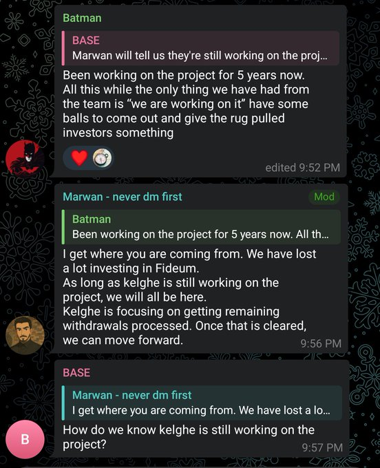 Marwan is a known liar 

He claimed he lost 6 digits on $FI in the $PAIRS TG chat

Why is someone worth 6 digits working a $200 slave wage as a TG mod?