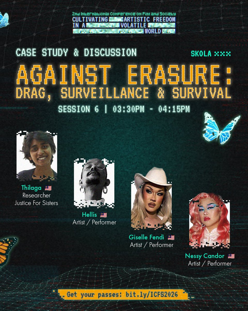 freedomfilmfest's tweet photo. 📯 Case Study &amp; Discussion: Drag as art, resistance, and survival amid surveillance and social control https://t.co/d2rLPThsiT