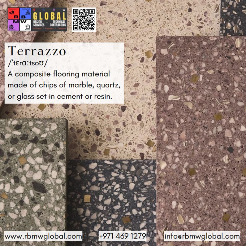 RBMWGlobal's tweet image. Material Spotlight: Terrazzo

Terrazzo is a durable finish composed of marble, quartz, or glass chips set in cement or resin.

Pros: Durable, Colorful, Modern aesthetic
Cons: Can crack, Cold underfoot, Expensive installation

#Terrazzo #RBMWGlobal