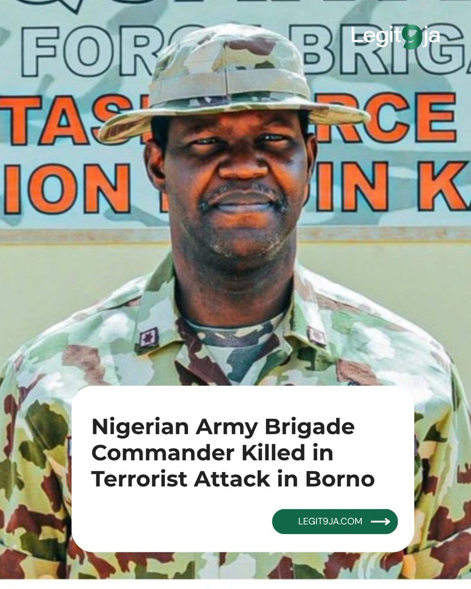 Suspected members of the Islamic State West Africa Province (ISWAP) have reportedly killed Brigadier General O.O. Braimah during a midnight attack on a military formation in Benisheikh, Kaga Local Government Area of Borno State.

legit9ja.com/2026/04/nigeri…