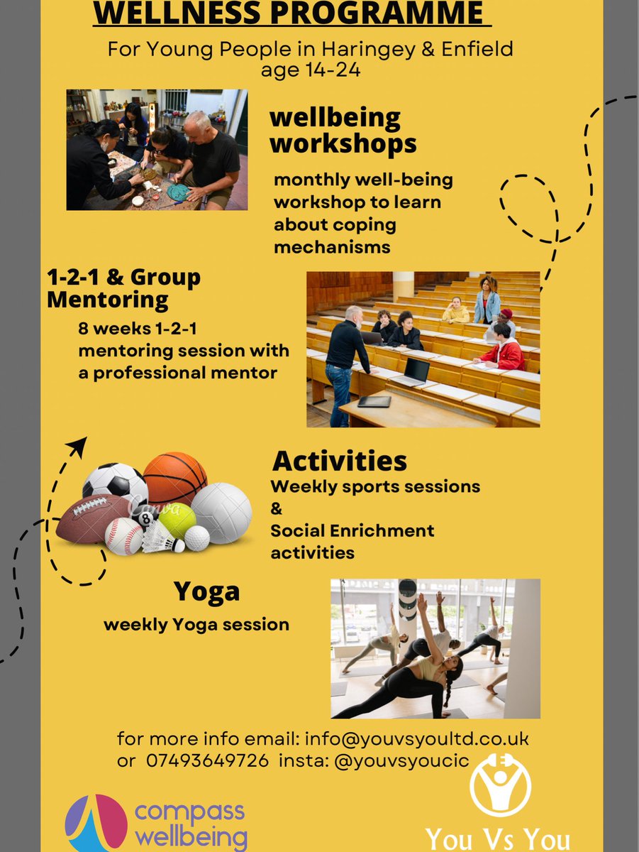 youvsyoultd's tweet photo. We’re proud to announce our new funded project, made possible with the support of @CompassWB 
This initiative will provide vital support to young people aged 14–24 across Haringey and Enfield through a range of wellbeing activities. #YouVsYou https://t.co/NqMUcwGt4X