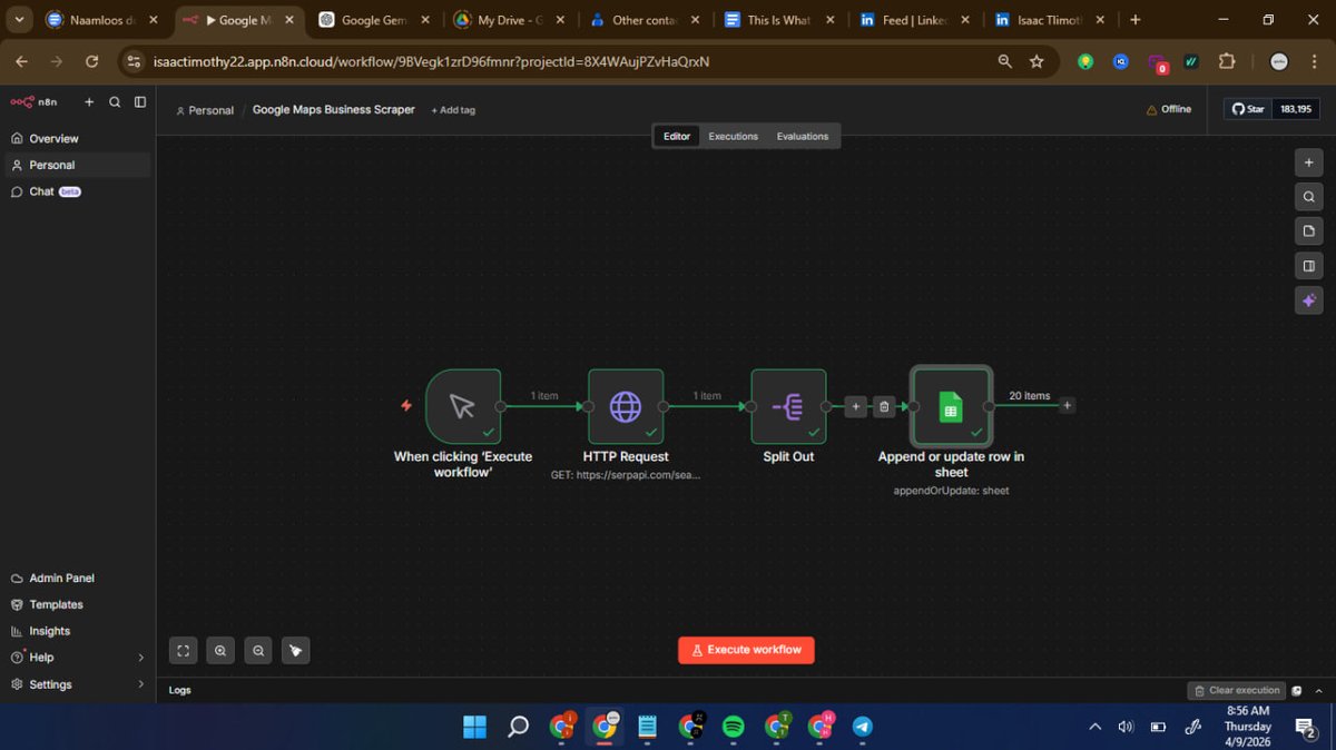 TivensAutomates's tweet photo. Actually my first time doing something off my self without a tutrioal damn am so happy,Google Maps Business Scraper #Aiautomation #aiagent #freelancing https://t.co/R57Dv6qkI3