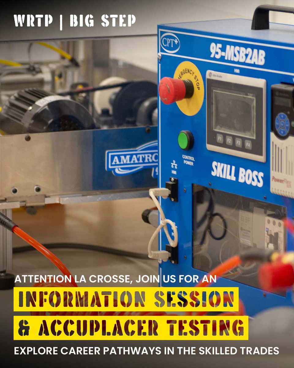 wrtpbigstep's tweet image. 📢 NW #Wisconsinites, explore the #skilledtrades at an info session &amp;amp; ACCUPLACER testing:
📅 April 23
📍 2615 East Ave South | La Crosse, #WI

⏰ Info session: 9 - 10 AM | Testing: 10 AM - 12 PM
OR
⏰ Info session: 1 - 2 PM | Testing: 2 - 4 PM

Sign up:
🔗 wrtp.org/series/informa…