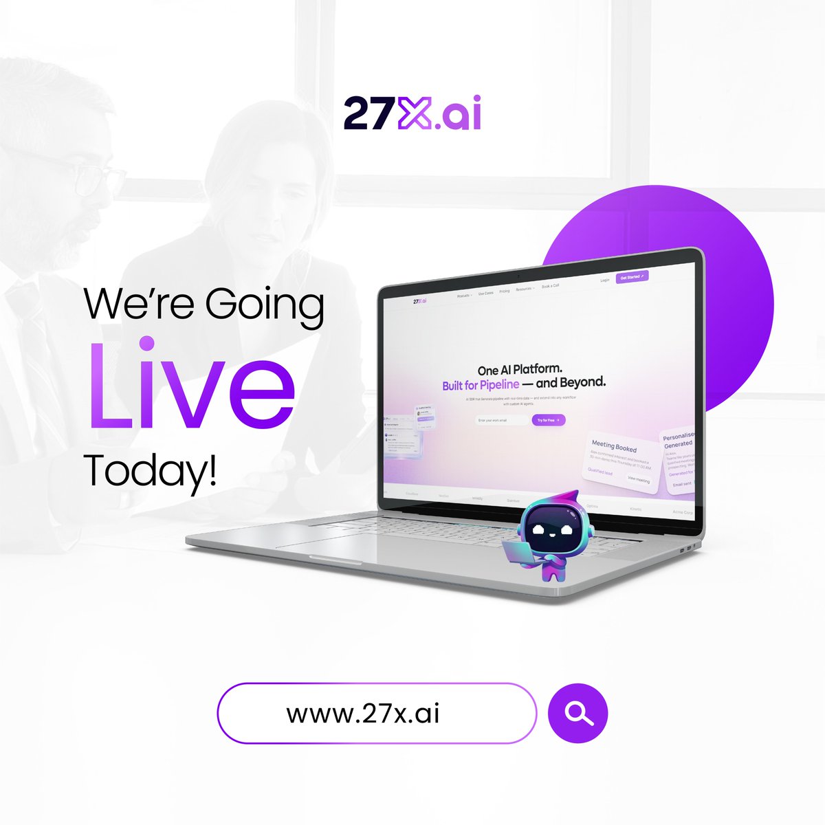 27x_ai's tweet photo. 🚀 We’re LIVE! https://t.co/PqdlnnrfgO officially launches today.

Meet the AI platform built to supercharge your pipeline:
⚡ AI SDR for 24/7 lead qualification &amp; personalized outreach
⚡ Custom AI Agent Studio to build agents your way
Scale smarter. Close faster. https://t.co/nrHQ4AVw2V