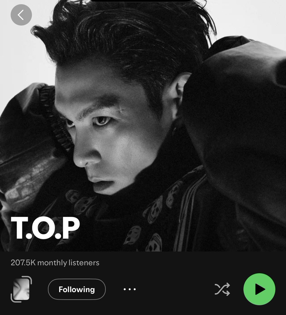 puTOPinamo's tweet image. T.O.P reached 784K monthly listeners on Spotify! ❤️ 

+576.5K listeners since the album release! 😭👏🏼

T.O.P ANOTHER DIMENSION OUT NOW 
#WelcomeToAnotherDimension 
#ANOTHER_DIMENSION #TOP