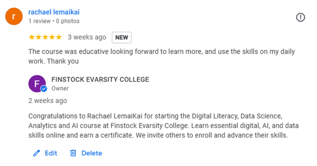 evarsity's tweet image. At Finstock Evarsity, our courses in Digital Literacy, AI, Data Science, and more are designed to turn your curiosity into real-world skills. 
📌 Enroll today
finstockevarsity.com/programs/colle…
#LearnOnline #DigitalSkills
