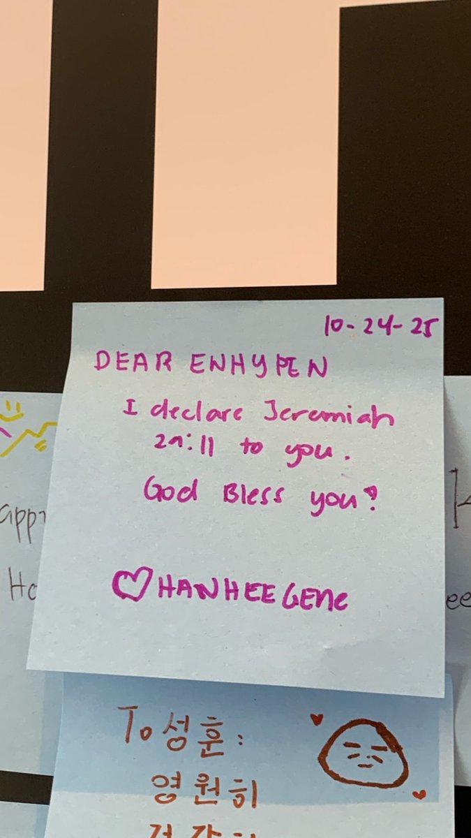 WarriorHaNi's tweet photo. Wrote this as a Post-it message for the Artist-Made Collection by Enhypen in Hong Kong.

  #heeseung  #enhypen  #Evan https://t.co/FFOD4A7nOe