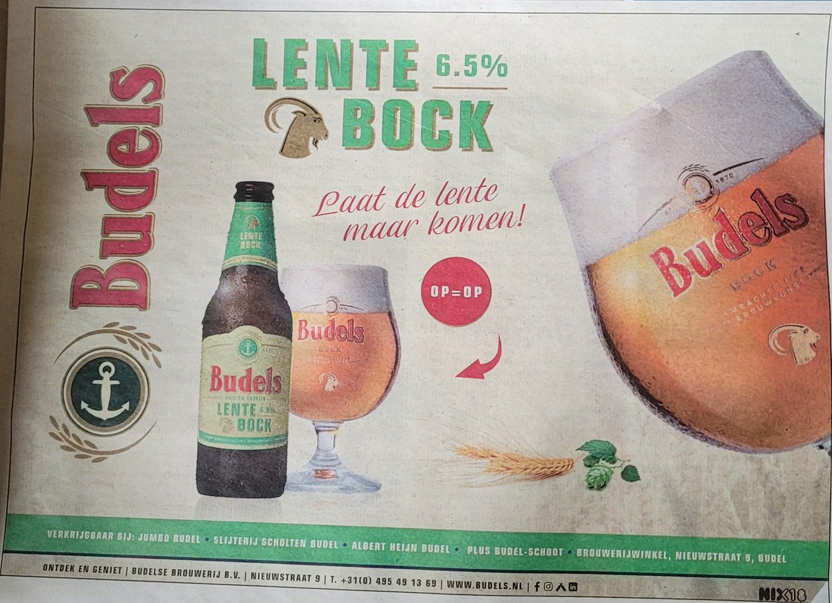 Hij is er weer, de Lente Bock! Wel op=op.