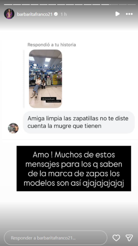 CS_Millennials's tweet photo. 👉 Barby Franco respondió a una seguidora que la llamó “mugrosa” por sus zapatillas: aclaró que no están sucias sino que tienen efecto gastado de fábrica. El modelo cuesta cerca de 800 dólares. https://t.co/TPjk1hMKVV