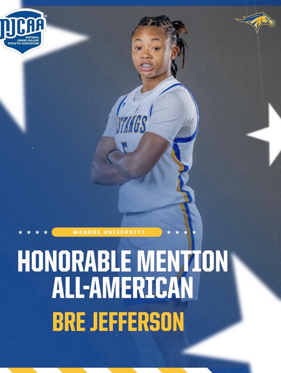 MaxOberhandMU's tweet photo. 🚨4 year coaches🚨

Top 25 ranked D1 JUCO, Monroe University, lead guard, Bre Jefferson,  has been named a D1 JUCO All American. She is averaging 18 PPG on nearly 50% shooting, bringing explosive, nonstop energy while impacting the game on both ends every possession!! https://t.co/iHfxJwYphz