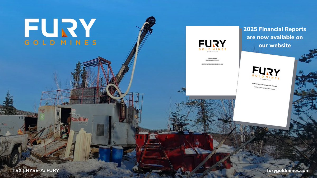 FuryGoldMines's tweet image. In case you missed it. Fury Gold Mines has released its 2025 financial reports, highlighting a year of progress and key milestones.

👇Read the full reports on our website.
furygoldmines.com/investors/fina…

TSX | NYSE-A: FURY
#Gold #managementappointment #projectdevelopment #Quebec