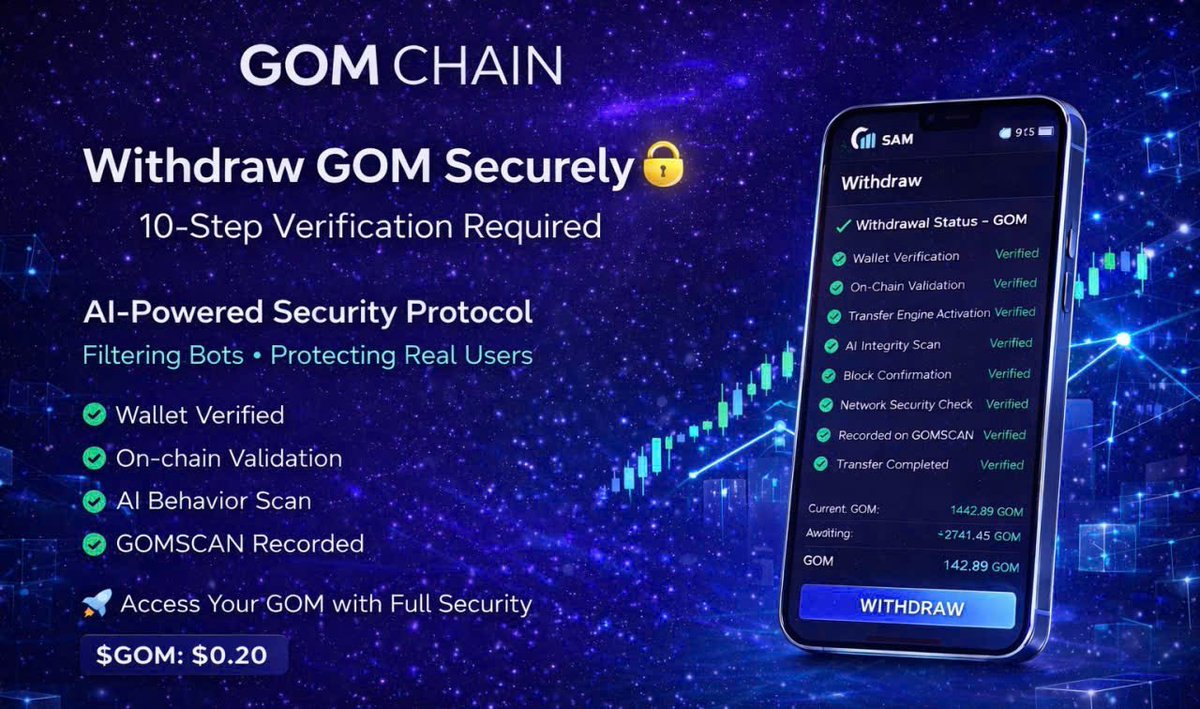 GombayEX's tweet photo. 🔐 GOMCHAIN Security & Verification Framework

GOMCHAIN prioritizes privacy by eliminating the need for personally identifiable data during on-chain verification.
Instead, advanced AI Behavioral Analytics & Bot Mitigation is applied to accurately detect real user activity, preventing Sybil attacks, bots, and reward abuse.
🛡️ Data is processed under a privacy-first, contactless architecture, ensuring no sensitive information is stored or exploited.
⛽ A gas optimization mechanism acts as an economic filter to reduce spam, control rewards, and maintain ecosystem sustainability.
🔄 Verification is re-executed every 30 days, keeping the system adaptive and secure.
🎯 10-Layer Verification & Fair Distribution
GOMCHAIN’s 10-Layer Verification Protocol ensures:
✔ Elimination of invalid or fake accounts
✔ Transparent, system-level validation
✔ Fair reward distribution for real users
✅ Only fully verified accounts are eligible for rewards.
💠 GOM assets recorded on GOMSCAN represent not just ownership — but verified participation in a transparent, decentralized network.
🚀 GOMCHAIN sets a new Web3 standard:
Security • Transparency • Real Value for Real Users
#GOMCHAIN #Web3 #Layer1 #AI #Blockchain