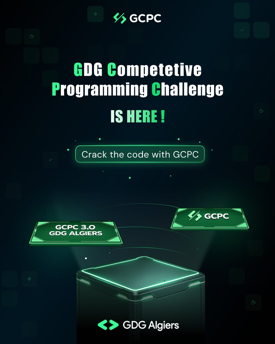 GDG_Algiers's tweet image. 🚨The wait is OVER.
GCPC 3rd Edition is finally back! 💻🔥
Get your algorithms ready. Who’s taking the trophy this year? 🏆 #GDG #GDGAlgiers #GCPC #Coding #Tech