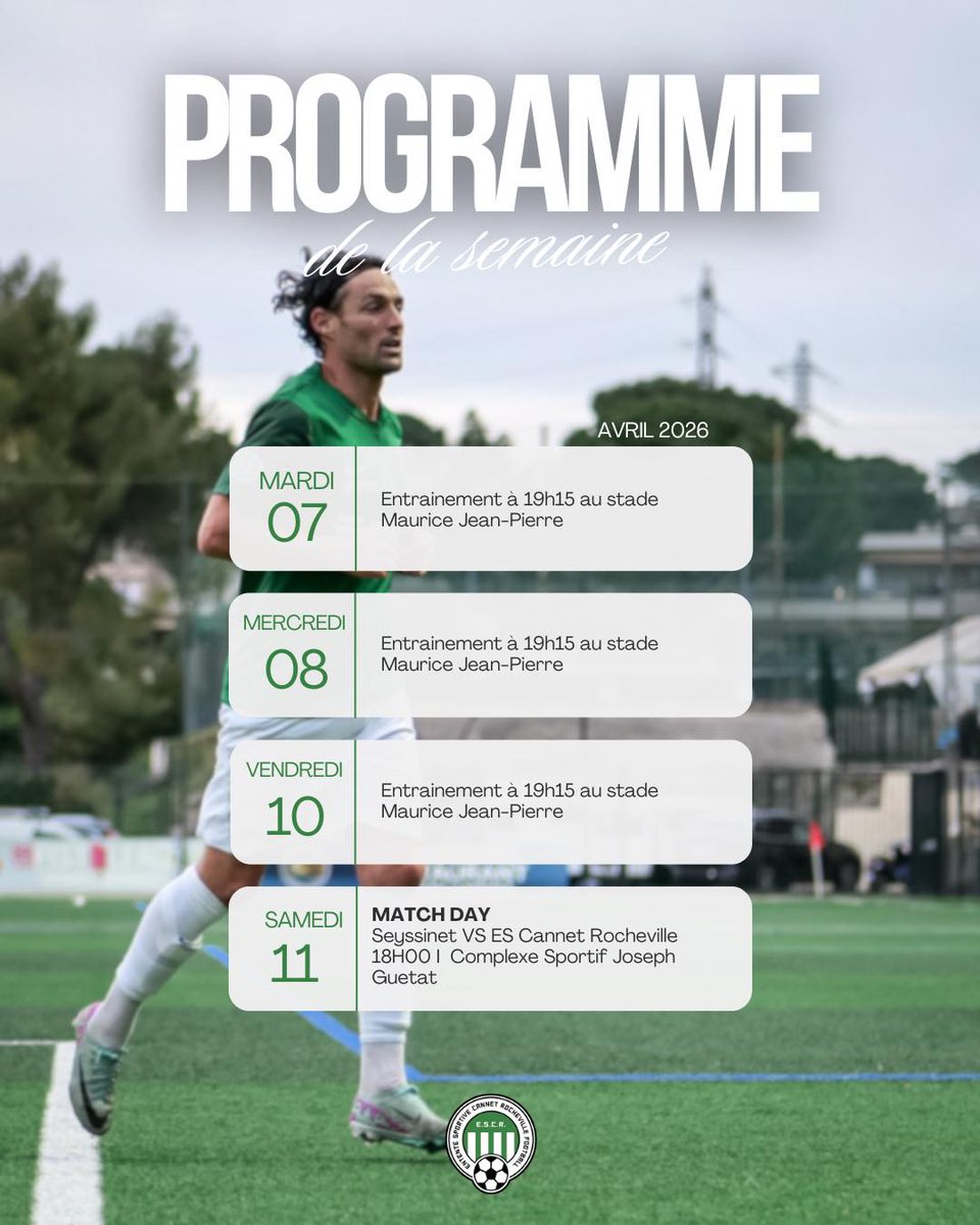 LeCannetVille's tweet image. #LeCannet #matchs 🔥
🏐 Volero 🆚 Cannes (1/4 retour)
🗓 10/04 • 19h 💜

⛹🏻‍♂️ NM2 : CCAB 🆚 La Ravoire
🗓 11/04 • 20h

🏀 Hornets 🆚 Hyères
🗓 11/04 • 15h 🐝

🏓 TT N2 : Le Cannet 🆚 Tours
🗓 11/04 • 16h

⚽ ESCR à Seyssinet 🚍
🗓 11/04 💚🤍