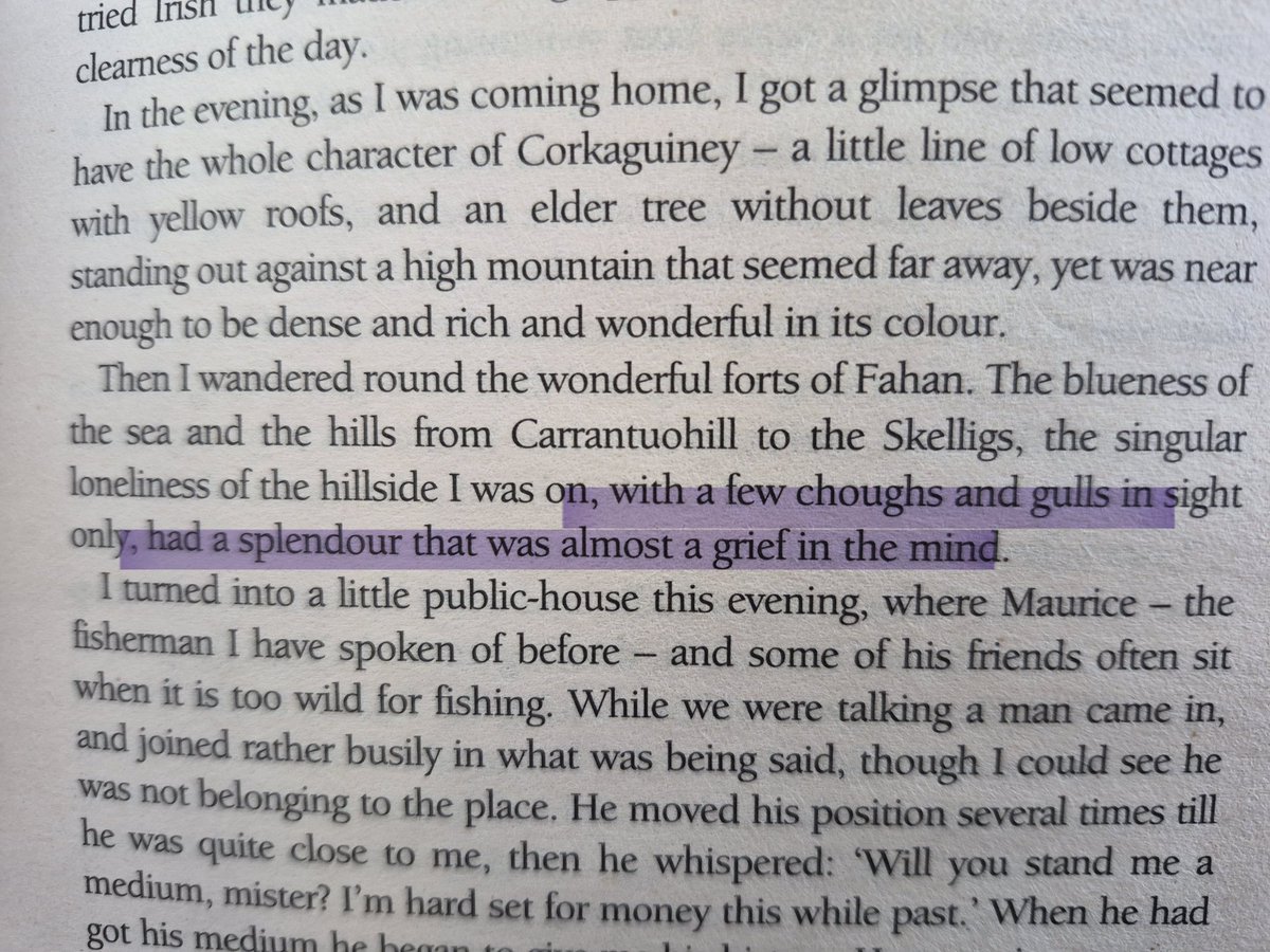mac_lorcan's tweet photo. Synge had two ways of Irish poetic language. This style was the noble, deep-spuled style. In this passage he talks of the feelings described by the Irish word Cumha. In other passages he imitates the syntactical speech of the Irish, which comes across as slightly guileful https://t.co/5sR8alOAeb