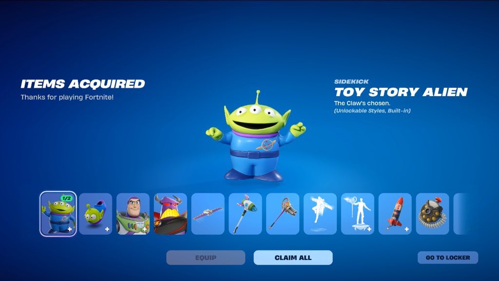 FortniteFNLK's tweet photo. Fortnite Toy Story Alien Sidekick Giveaway 🎁

To Enter: 
❤️♻️ LIKE &amp; RETWEET
📲 FOLLOW @FortniteFNLK @braniyt 
🛑 SUBSCRIBE https://t.co/0sQIWluR6V
🎙️JOIN DISCORD https://t.co/WdRCsdUAQq
✅ COMMENT “DONE”

GIFTING IT TOMORROW ITEM SHOP‼️

USE CODE ‘FNLK’ #ad https://t.co/wOHgF68kLx