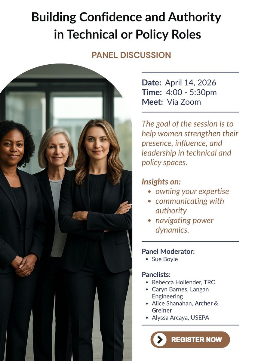 NYCBrownfields's tweet photo. 📣 Check out the Women in Environmental, Construction, Architecture &amp; Engineering Professions

Join a virtual panel on Building Confidence &amp; Authority in Technical/Policy Roles
🗓️ Apr 14, 2026 | 4–5:30 PM

🔗 Secure your spot today: https://t.co/eCE599ynH0 https://t.co/mKiVse2eoJ