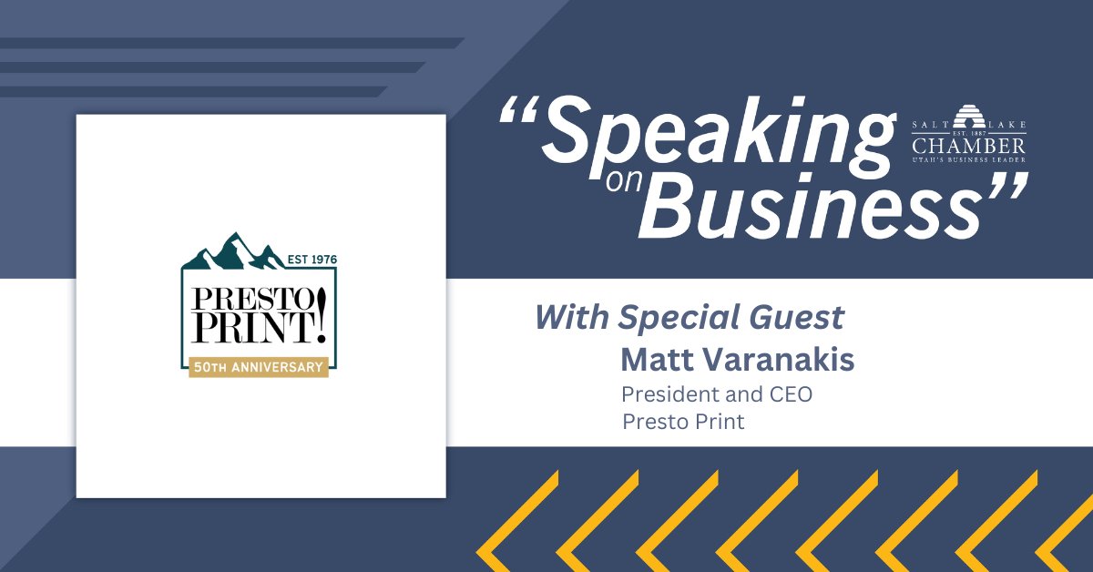 saltlakechamber's tweet image. Family-owned businesses like @PrestoPrintUTAH help Utah thrive, blending community values with quality and innovation.

President and CEO Matt Varanakis joins us with more on #SpeakingonBusiness: slchamber.com/speaking-on-bu…
#Printing #Service #Quality