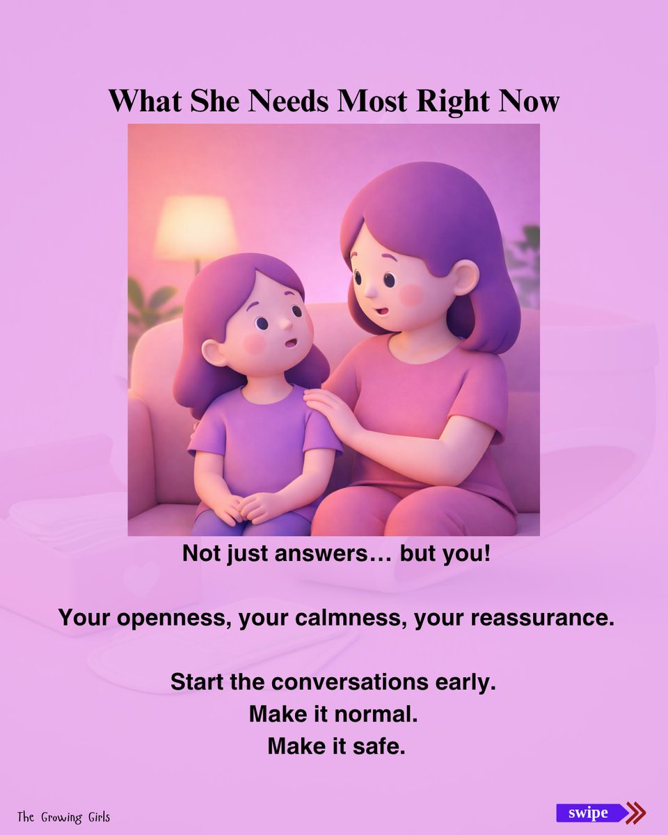 Meenat422's tweet photo. your little girl is stepping into a whole new phase. 

As parents and guardians, this is our cue, not to panic, not to shy away, but to lean in.

Puberty can feel confusing, even overwhelming for her…

#TheGrowingGirlsSeries #ParentingGirls #ConfidentGirls #PubertyEducation https://t.co/4Y9MDkEXsV