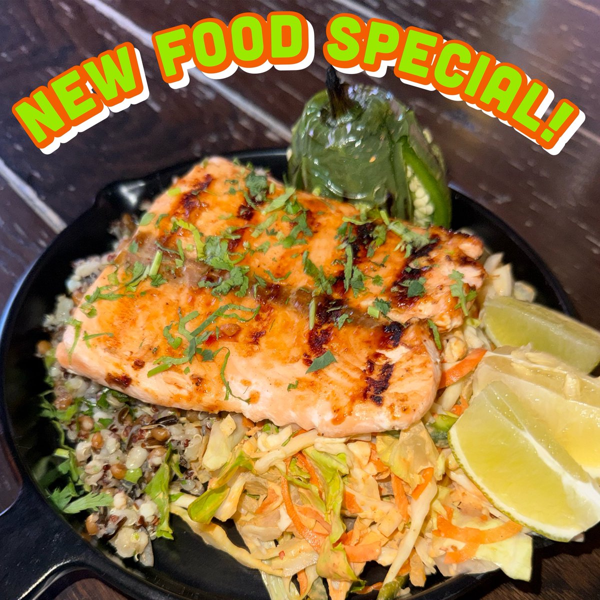 georgekeeleynyc's tweet image. For a limited time! Grilled Teriyaki Salmon on ancient grains served with a slaw salad 😋 Come and get it! 🍻#beerisgood #georgekeeley #gknyc #shutupanddrink #drinkamongstfriends