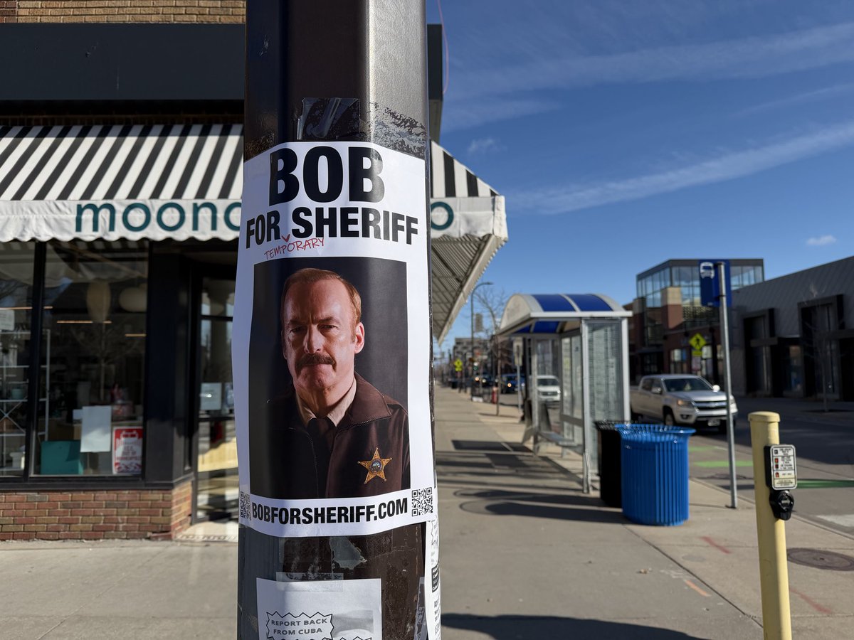 NortonMpls's tweet photo. Bob Odenkirk should be careful using this type of movie marketing in Minneapolis, because people might actually write in his name on the ballot instead of re-electing the ICE supporting incumbent Sheriff Witt https://t.co/HWZhPRjlWL
