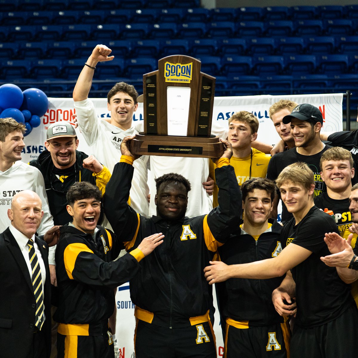 AppWrestling's tweet photo. Say hey on Saturday!

Come out to Smith Stadium for a championship recognition at the @AppBaseball home game!

⌚�� 2-2:45 p.m. —  @AppWrestling autograph signing on the concourse
⌚️ 2:50 p.m. — On-field recognition
⌚️ 3 p.m. — First pitch

#ReAchTheSummit https://t.co/tENoRRyYu5