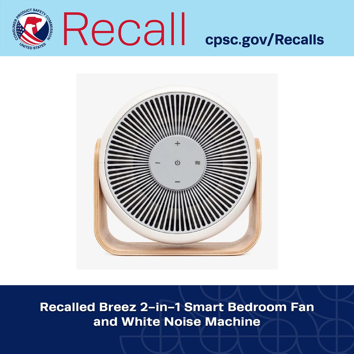 USCPSC's tweet image. #Recall: SNOOZ Electrical Fans; The power connector inside the fan can corrode and cause the fan to overheat, posing a risk of fire. Get replacement. cpsc.gov/Recalls/2026/S…
