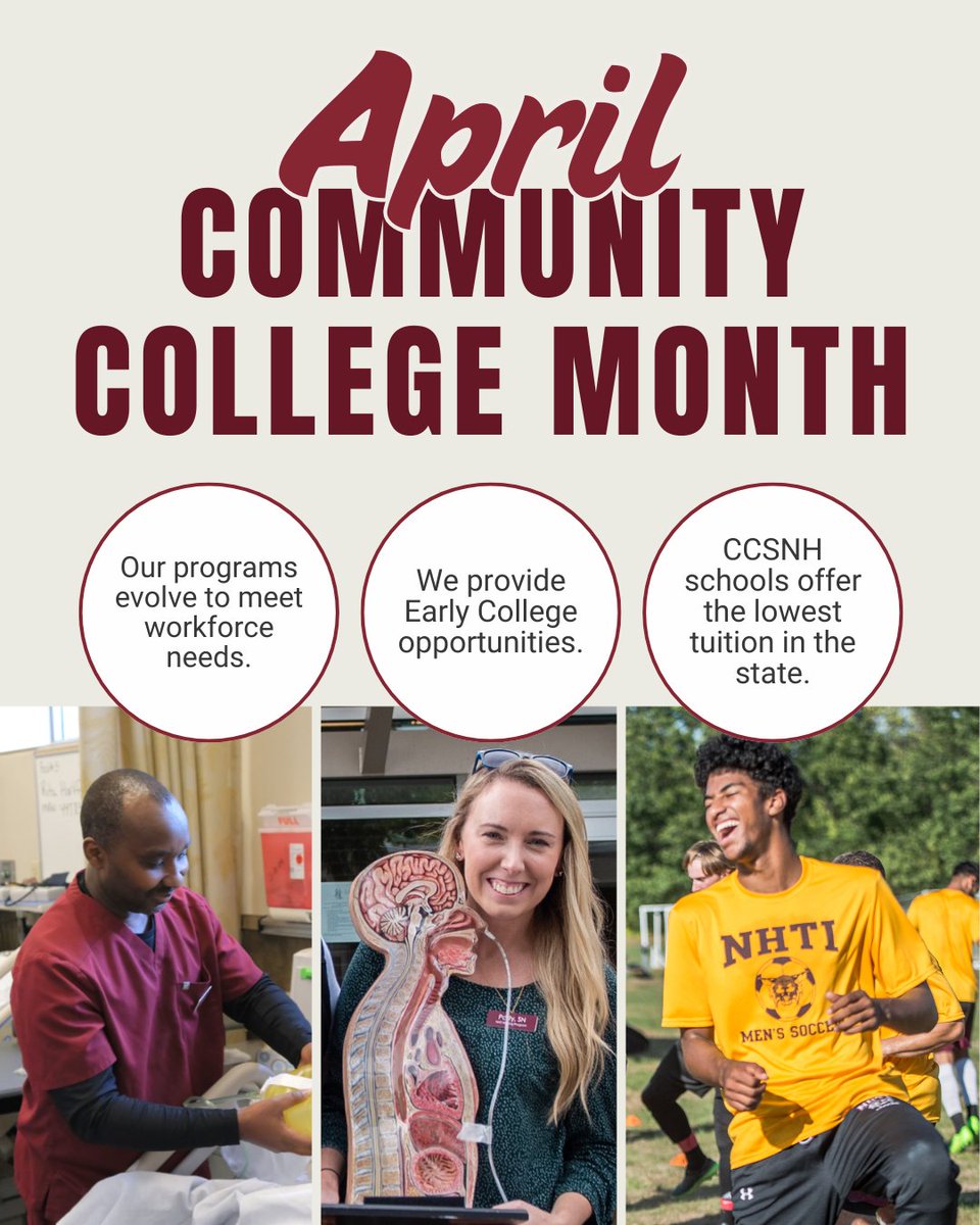 NHTI's tweet photo. The month of April is #communitycollegemonth! It's a great occasion to celebrate because @CCSNH603 does amazing work in New Hampshire across seven unique colleges--including at #NHTI! https://t.co/rb4tsRrqV2