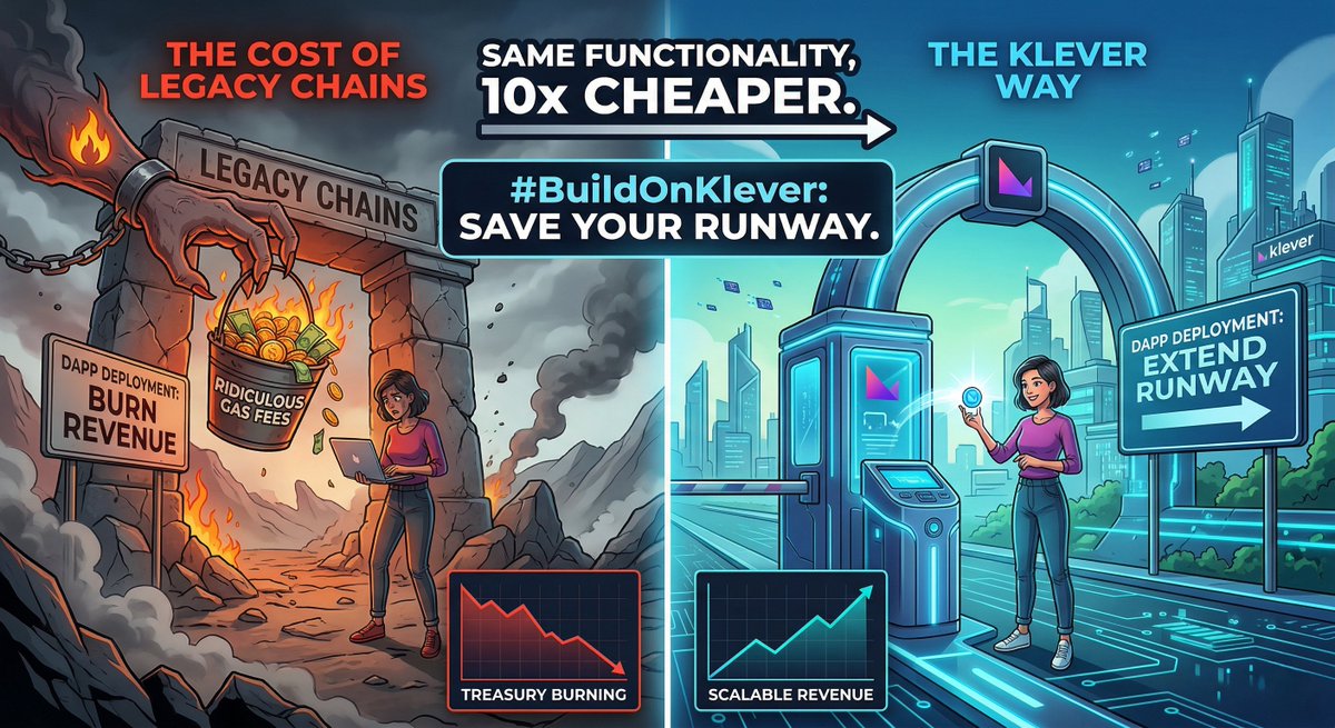 Still paying ridiculous gas fees just to deploy your dApps?  

<a href="/klever_org/">Klever Blockchain</a>  rebuilt the standard so you don't burn cash on basic infrastructure. Same robust functionality you’re used to, but 10x cheaper.

Don't believe us? Test it yourself  klever.org

#BuildOnKlever