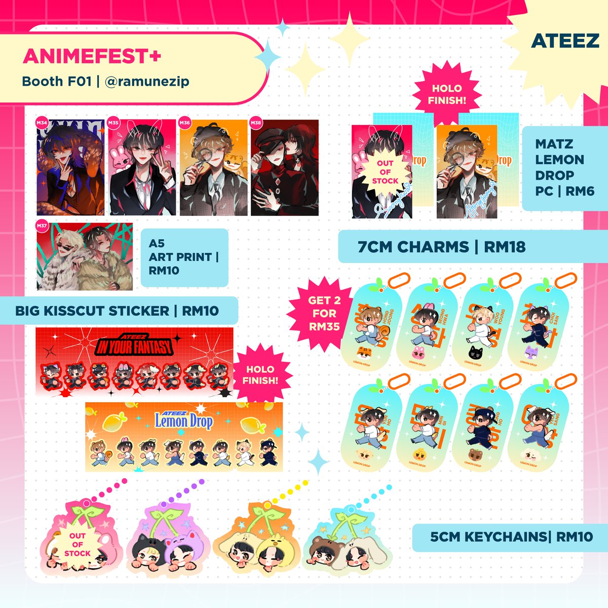 ramunezip's tweet photo. ✨Shares appreciated✨
Helloo i'm opening pickup PO for #animefestplus2026!! 

✨Booth F01 - Triple Ace
✨PO open: 9/4 to 15/4
✨wayv ateez idle 82major piwon mdzs tgcf svsss 2ha modu sq fma and more!
🔗link in thread below or you can DM me!!

#afplus2026 https://t.co/pBdcLT1hUX
