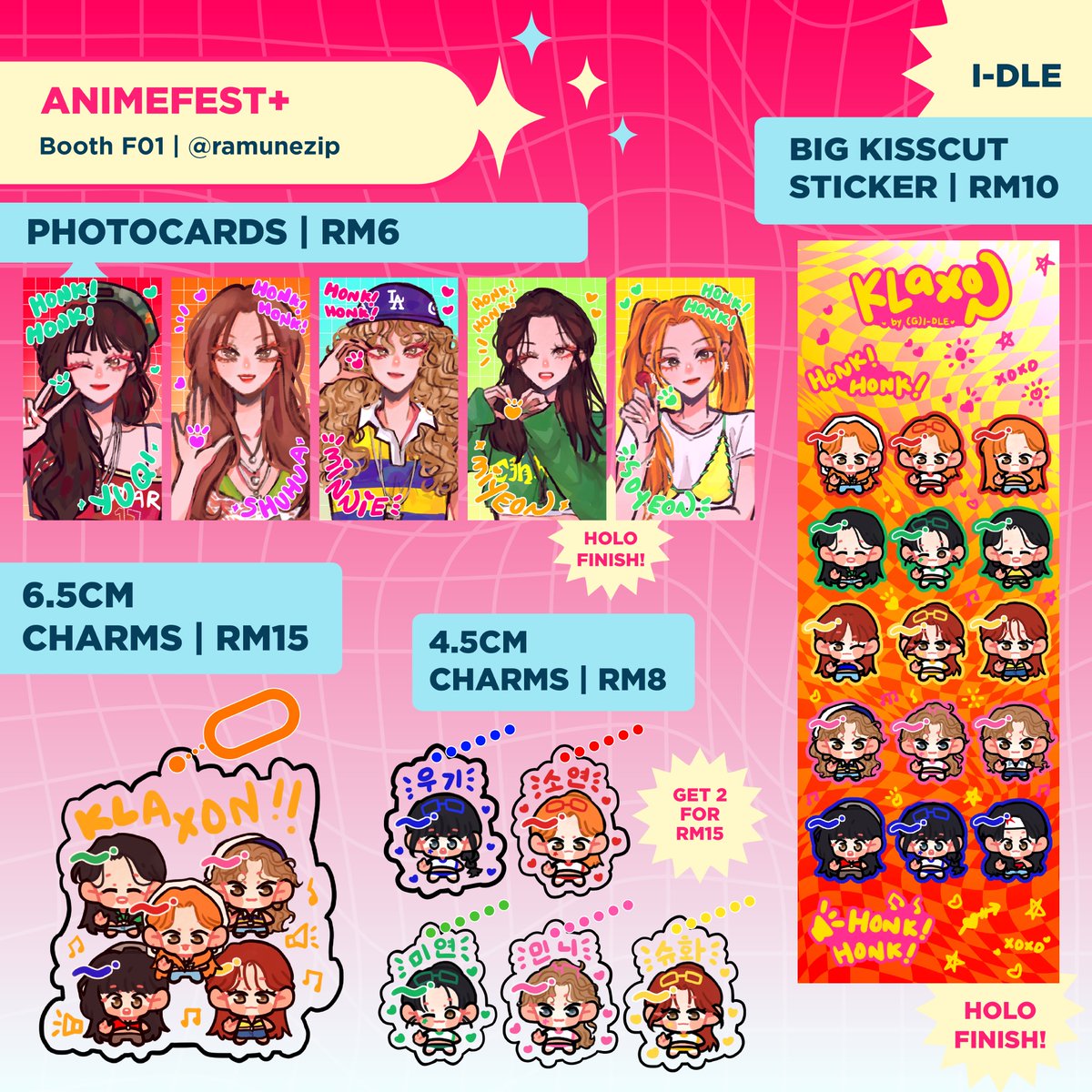 ramunezip's tweet photo. ✨Shares appreciated✨
Helloo i'm opening pickup PO for #animefestplus2026!! 

✨Booth F01 - Triple Ace
✨PO open: 9/4 to 15/4
✨wayv ateez idle 82major piwon mdzs tgcf svsss 2ha modu sq fma and more!
🔗link in thread below or you can DM me!!

#afplus2026 https://t.co/pBdcLT1hUX