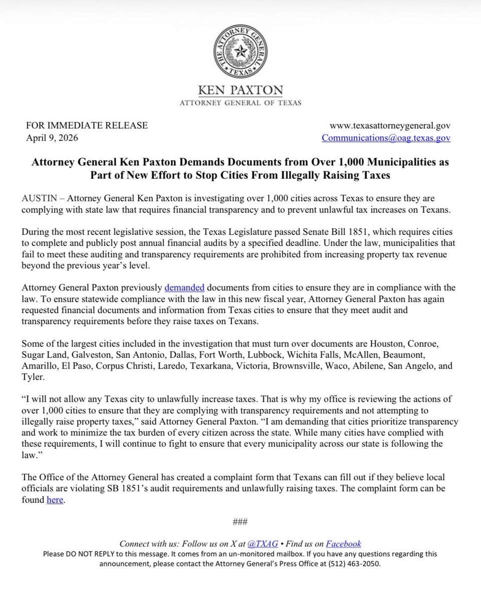 Attorney General Ken Paxton tweet media