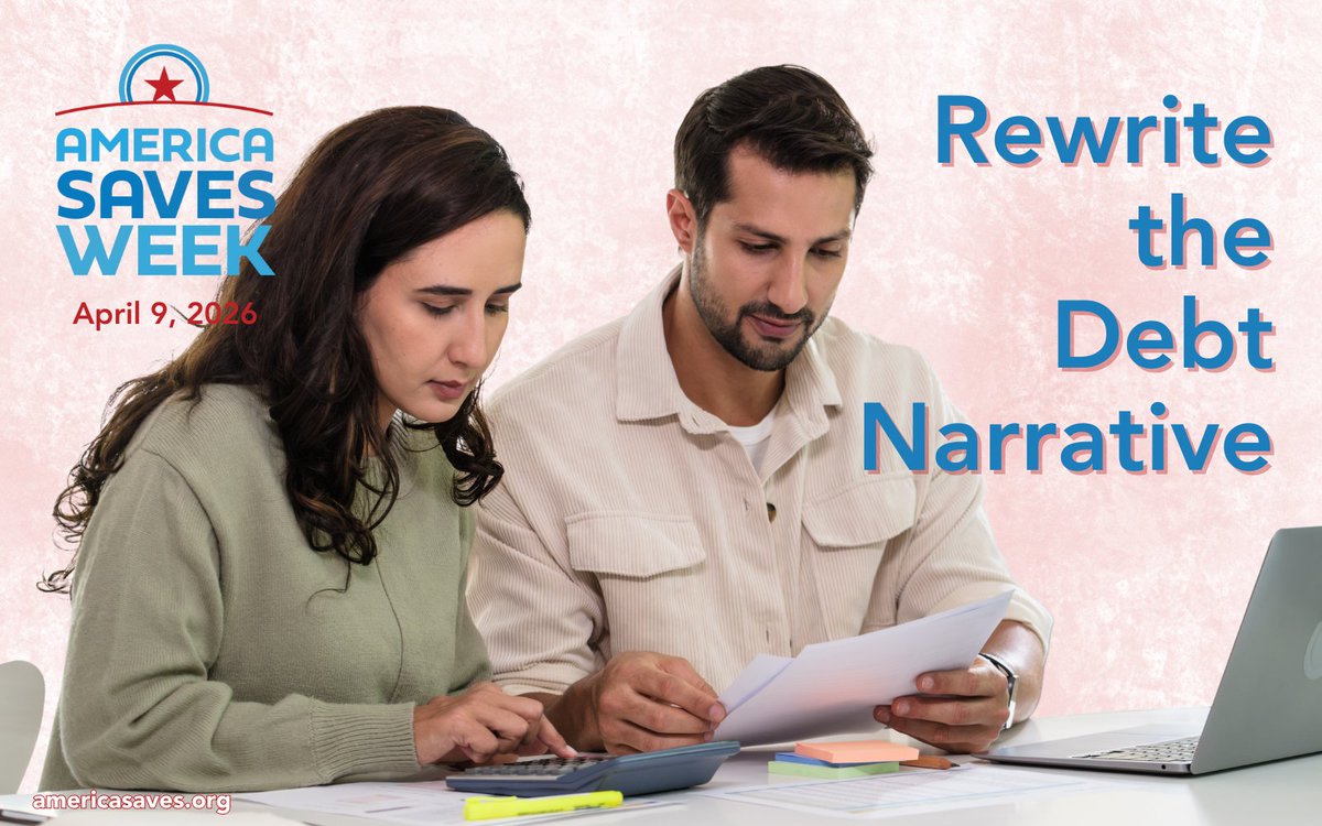 NewHCU's tweet photo. For Day 4 of #AmericaSavesWeek, we’re focusing on rewriting the debt narrative. Debt doesn’t define you! It’s just one chapter in your financial story. As you work toward paying it down, remember: every dollar paid is progress and proof of your resilience. #ASW2026 https://t.co/9GPNR0MCTD