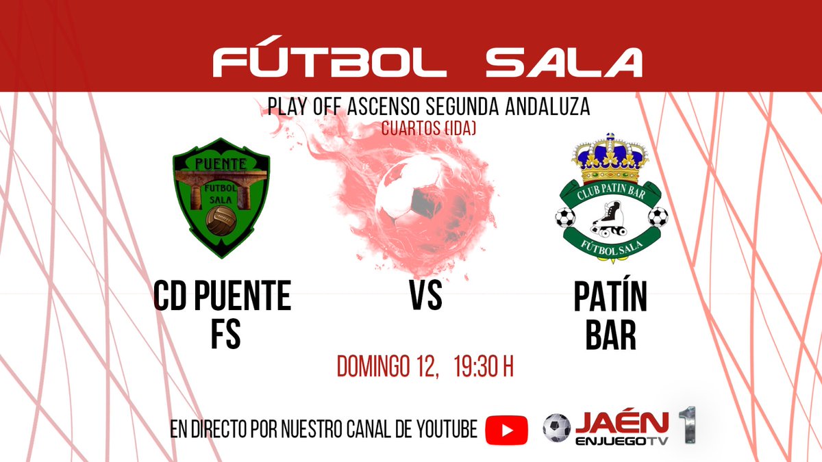 🚨RETRANSMISIÓN ‼

👉Empieza el play off por el ascenso a 3ª División en fútbol sala. Y en estos 1/4 de final seguiremos una eliminatoria. 

➡Partido de ida, domingo, a las 19:30 HORAS: <a href="/PuenteGenaveFS/">Puente F.S.</a> - <a href="/ClubPatinBarFS/">Club Patín Bar FS</a> . Solo puede quedar uno

Aquí: youtube.com/live/LhEy_wKeR…