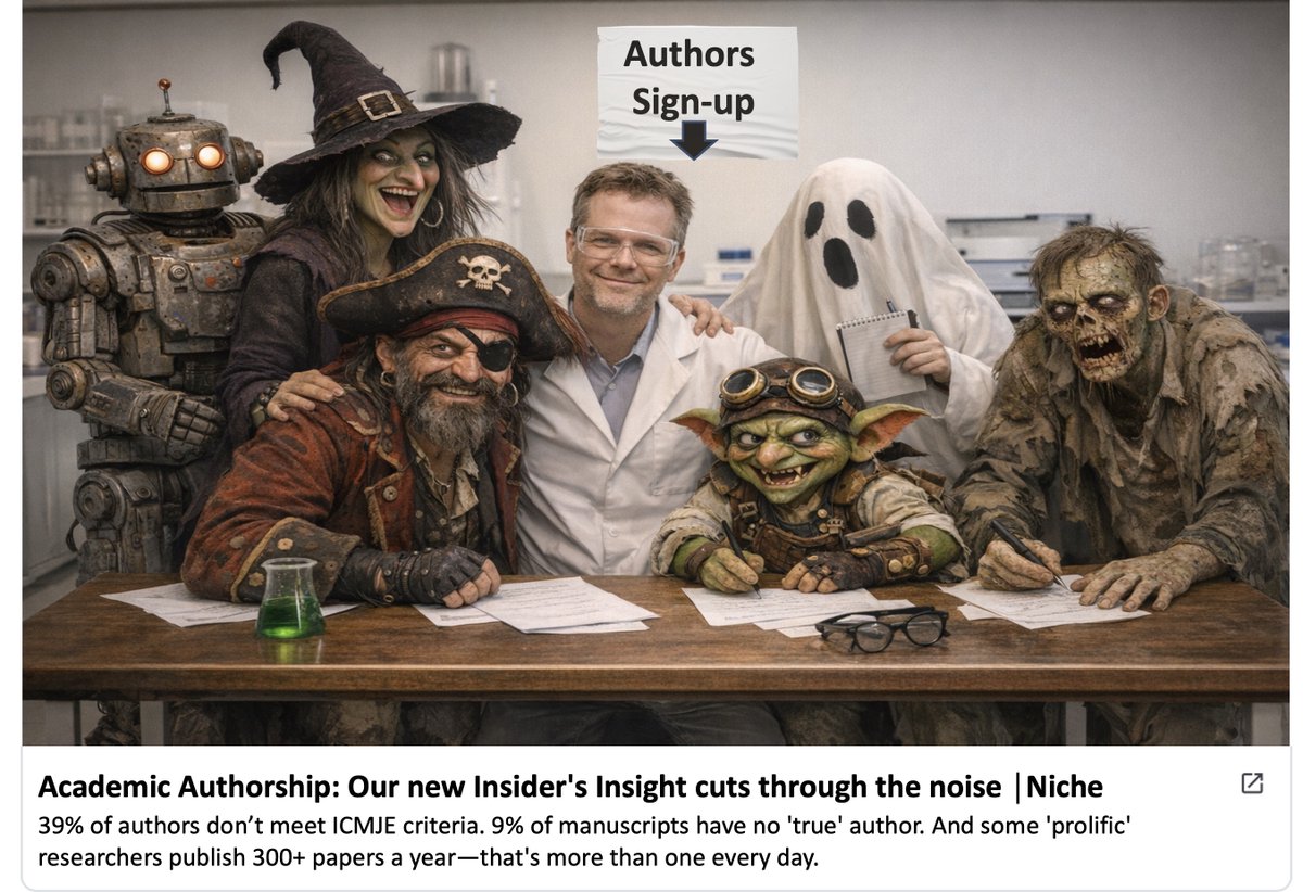 niche_science's tweet photo. Sharp, practical, and honest on scientific authorship—from ethics to AI’s.  

Discovered there’s a whole library of Insider’s Insights behind this too 👀  

Just subscribed—looking forward to the next issue. https://t.co/LbQogbzUhC... #MedWriting #ResearchIntegrity #Authorship https://t.co/zdtgsHVCUX