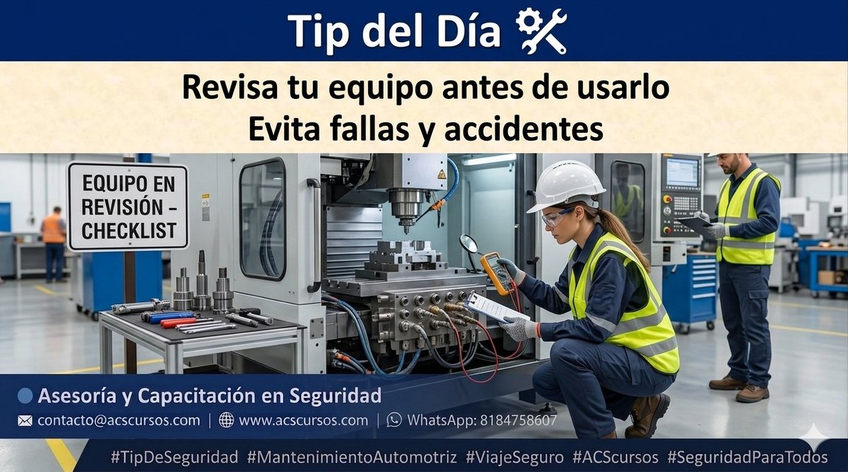 ACSCursos's tweet photo. #TipDeSeguridad #SeguridadIndustrial #PrevenciónDeRiesgos #TrabajoSeguro #InspecciónDeEquipo #ACScursos #CulturaDeSeguridad https://t.co/wfcO89ZCvp
