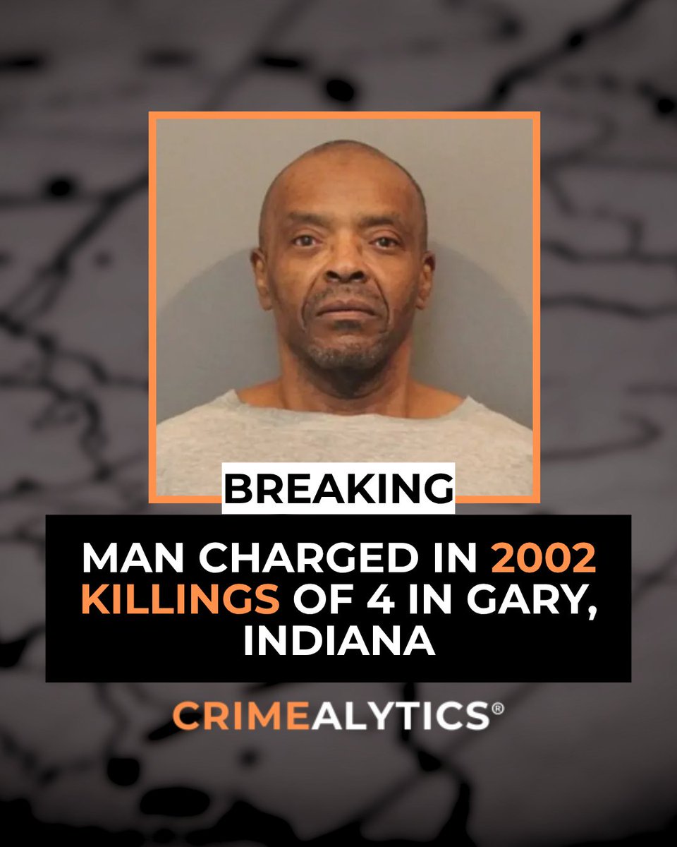 crimealytics's tweet photo. BREAKING: Edward Russell Jr. has been charged in the 2002 killings of 4 people in Gary, Indiana. Charges were filed in July 2025 but were only recently unsealed due to advances in DNA technologyHe is being held at the Lake County Jail. #truecrime #crimealytics #crime https://t.co/zDSBzWS0F4