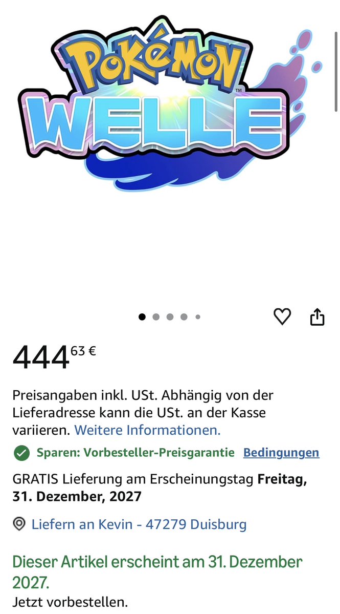 Pokémon Wind 👉🏻 amzn.to/4tFGhHh ✨
Pokémon Welle 👉🏻 amzn.to/4cDv7vR ✨

Die teuersten Pokémon-Spiele aller Zeiten? Jetzt übertreiben die Platzhalter aber - vorbestellen könnt ihr natürlich trotzdem, dank Preisgarantie. 😁

✨Affiliate-Link