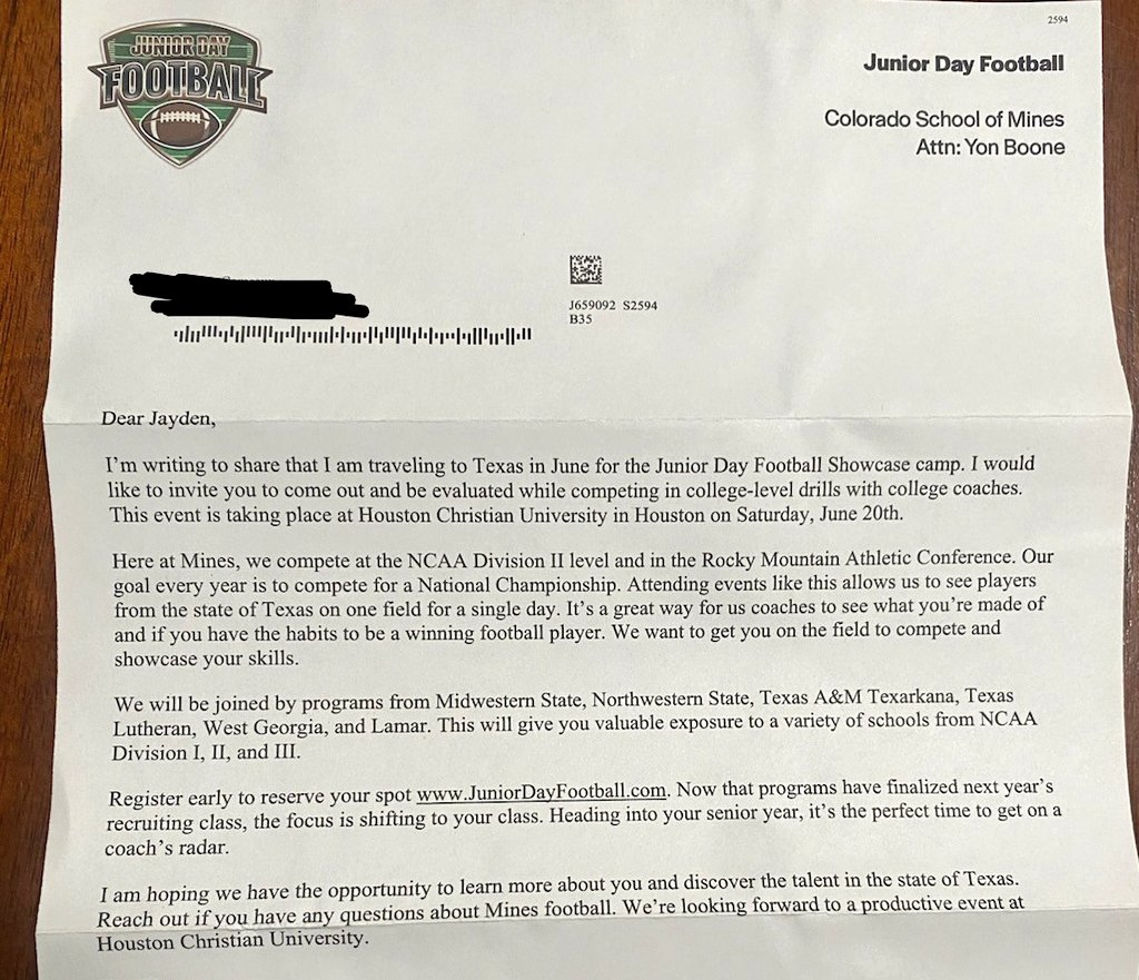 Thankful for the camp invite <a href="/MinesFootball/">Mines Football</a> and <a href="/CoachCoryYork/">Cory York</a> can't wait to compete and get better!! <a href="/coachburo/">Michael Buro</a> @ChrisBillings54 <a href="/CPFBRecruiting/">College Park FB Recruiting</a>