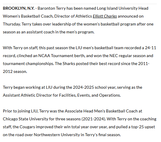 Raoul_000's tweet photo. Baronton Terry has been named the new Long Island University WBB head coach; he was most recently an assistant coach in LIU's MBB program https://t.co/5sNpAkL3v4 https://t.co/CR2SncX4Mf
