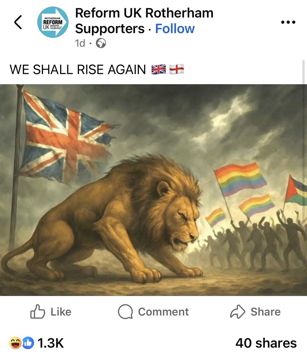“‘We shall rise again’… by roaring at people waving rainbow flags?
Brave. 

Truly the comeback story of the century.”
